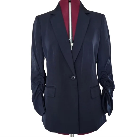 NWT Calvin Klein Women's Navy Rouched Sleeve Blazer Size 8 + Free Blouse - Picture 8 of 12